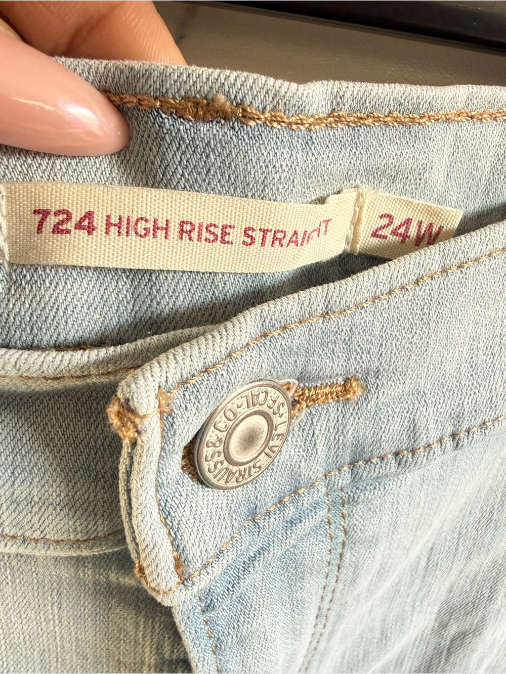Levi's 724 High Rise Light Wash Cropped Straight Ankle Jeans 24W Raw Hem - Picture 4 of 9